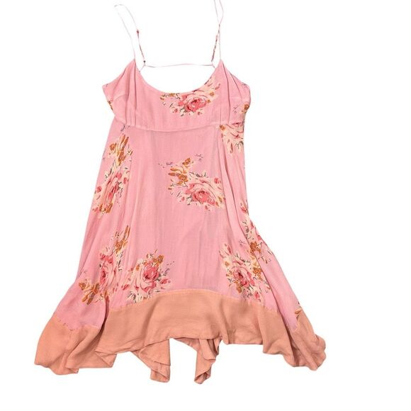 Free People Mini Dress Medium Pink Sleeveless Floral Faded Bloom Sleeveless M - Picture 7 of 16